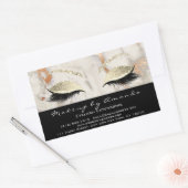 アイラッシュメイクアップRSVPコーラルマーブルバラ金ゴールドグリッター 長方形シール (封筒)