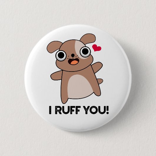 アイラフユーユーおもしろい犬パン 缶バッジ (正面)