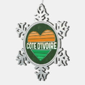 アイラブアイボリーコーストコートコートコートコートジボワールハート スノーフレークピューターオーナメント (右)