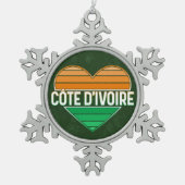 アイラブアイボリーコーストコートコートコートコートジボワールハート スノーフレークピューターオーナメント (正面)