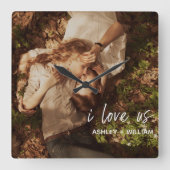 アイラブアスカップル引用文の写真名 スクエア壁時計 (正面)