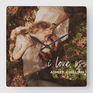 アイラブアスカップル引用文の写真名 スクエア壁時計