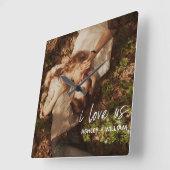 アイラブアスカップル引用文の写真名 スクエア壁時計 (傾斜)