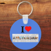 アイラブアムステルダムオランダハート旅行写真 キーホルダー (正面)