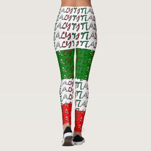 アイラブイタリアイタリアンフラッグカラータイポグラフィおもしろい レギンス (裏面)