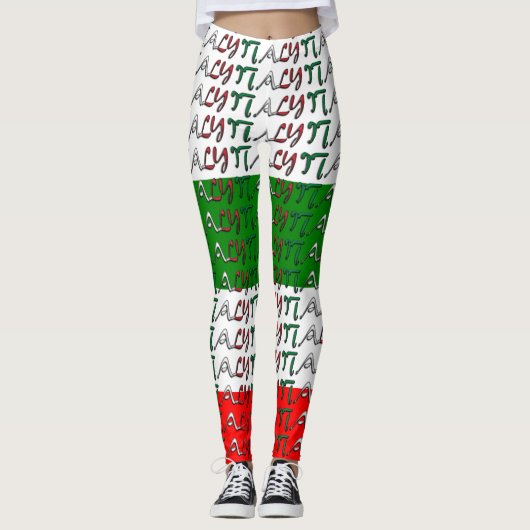 アイラブイタリアイタリアンフラッグカラータイポグラフィおもしろい レギンス (正面)