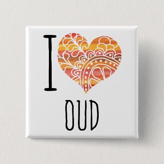 アイラブウードオレンジマンダラハート 缶バッジ (正面)