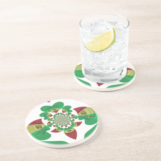 アイラブエチオピア – ハートフェルトラスタアート コースター (側面)