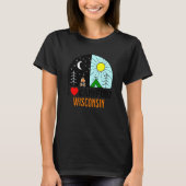 アイラブキャンピングウィスコンシンアメリカアウトドア自然H Tシャツ (正面)