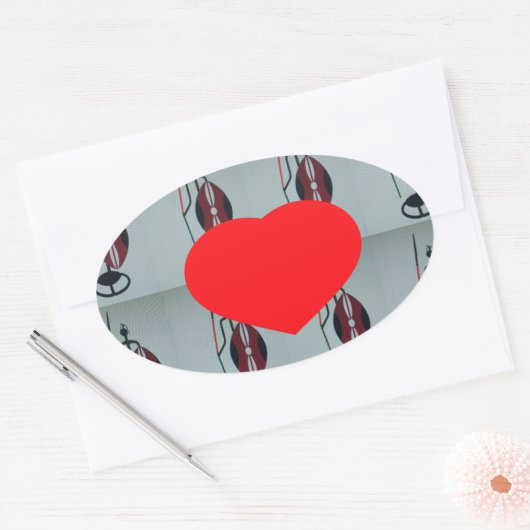 アイラブケニアアートプリント 楕円形シール (封筒)