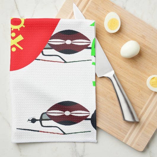 アイラブケニヤマサイアートプリント キッチンタオル (四つ折り)