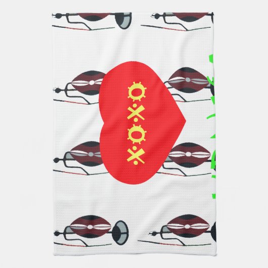 アイラブケニヤマサイアートプリント キッチンタオル (縦)