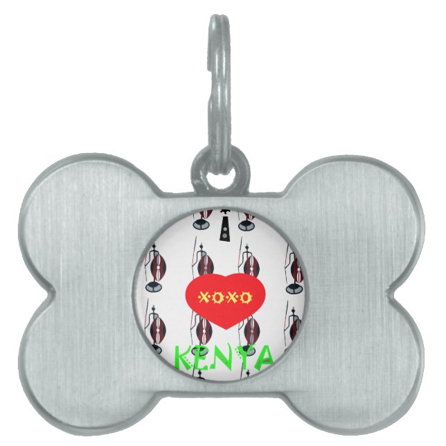 アイラブケニヤマサイアートプリント ペットネームタグ (正面)
