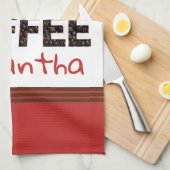 アイラブコーヒーカフェハート名茶色モダン赤 キッチンタオル (四つ折り)