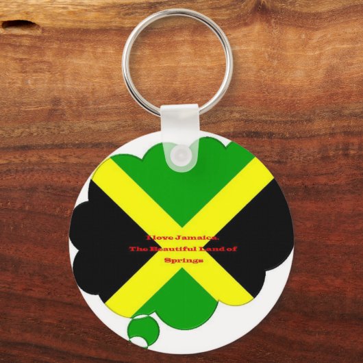 アイラブジャマイカ文字オンフラッグアートプリント キーホルダー (正面)