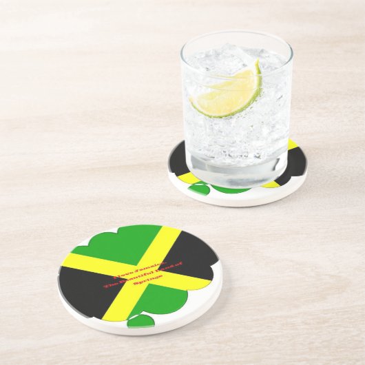 アイラブジャマイカ文字オンフラッグアートプリント コースター (側面)