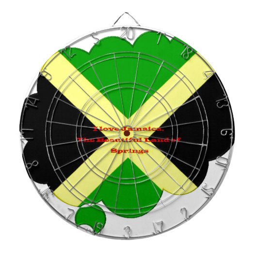 アイラブジャマイカ文字オンフラッグアートプリント ダーツボード (正面)