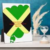 アイラブジャマイカ文字オンフラッグアートプリント フォトプラーク (側面)