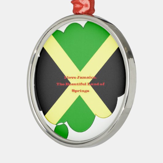アイラブジャマイカ文字オンフラッグアートプリント メタルオーナメント (左)