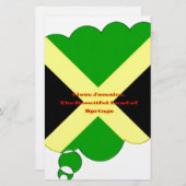 アイラブジャマイカ文字オンフラッグアートプリント 便箋 (正面/裏面)