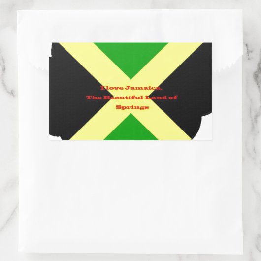アイラブジャマイカ文字オンフラッグアートプリント 長方形シール (バッグ)