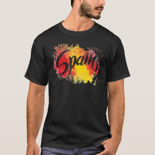 アイラブスペイン国旗イラストレーションアートバルセロナマドリ Tシャツ