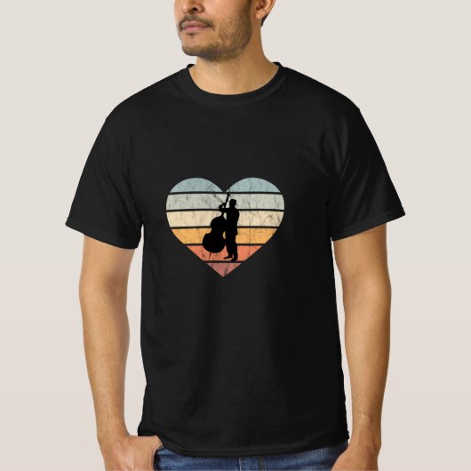 アイラブダブルベースレトロハート Tシャツ (正面)