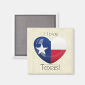 アイラブテキサス州フラッグハート切り出し マグネット (正面/裏面)