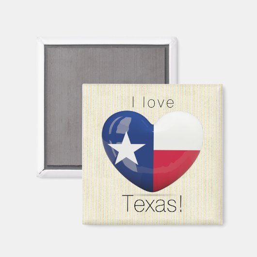アイラブテキサス州フラッグハート切り出し マグネット (正面/裏面)