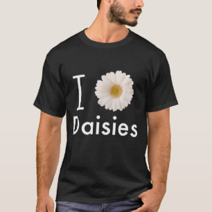 アイラブデイジーガーベラデイジーホワイトフラワー Tシャツ