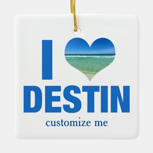 アイラブデスティンフロリダビーチトリップカスタムクリスマス セラミックオーナメント (正面)