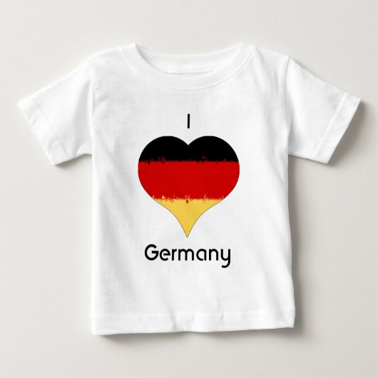 アイラブドイツグランジハート国旗デザイン ベビーTシャツ (正面)
