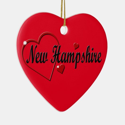 アイラブニューハンプシャーハートクリスマス セラミックオーナメント (右)