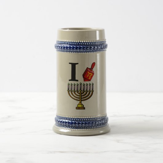 アイラブハヌカー（ユダヤ教の祭り）マグ ビールジョッキ (中央)