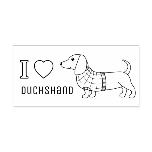 アイラブハートダックスシャンドウィーナードッグプレイドセーター ラバースタンプ (インプリント)