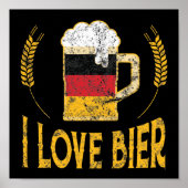 アイラブバイアドイツ国旗のビールラバーオクトーバーフェスト ポスター (正面)