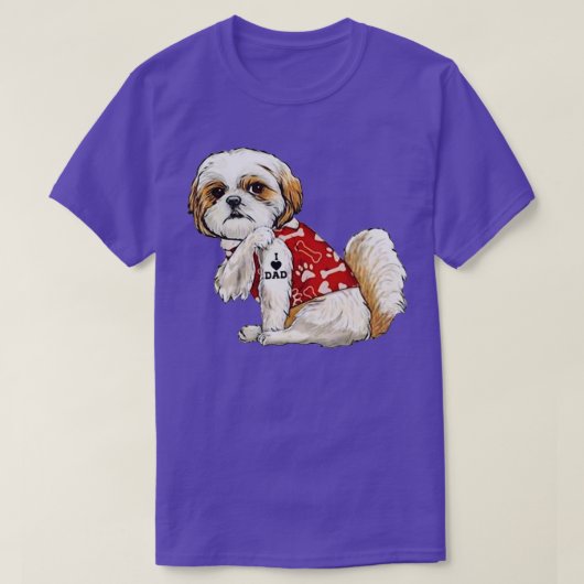 アイラブパパタトゥーシーズー（犬）ツパパおもしろいファーザーズデイG Tシャツ (デザイン正面)