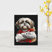 アイラブパパタトゥーシーズー（犬）ツパパおもしろいファーザーズデー カード (黄色い花)
