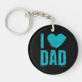 アイラブパパティール（緑がかった色）グリッタータイポグラフィ |キーチェーン キーホルダー (正面)