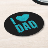 アイラブパパティール(緑がかった色)グリッタータイポグラフィ |コースター ラウンドペーパーコースター (アングル)