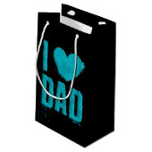 アイラブパパティール（緑がかった色）グリッタータイポグラフィ |抱き枕 スモールペーパーバッグ (裏面アングル)