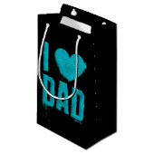 アイラブパパティール（緑がかった色）グリッタータイポグラフィ |抱き枕 スモールペーパーバッグ (正面アングル)