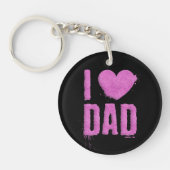 アイラブパパピンクグリッタータイポグラフィ |キーチェーン キーホルダー (正面)
