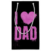 アイラブパパピンクグリッタータイポグラフィ |抱き枕 スモールペーパーバッグ (裏面)