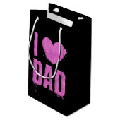 アイラブパパピンクグリッタータイポグラフィ |抱き枕 スモールペーパーバッグ (裏面アングル)