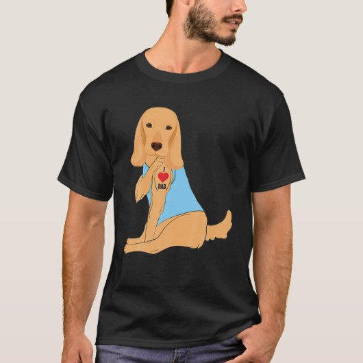 アイラブパパ – ドッグハートタトゥーコッカースパニエル犬 Tシャツ (正面)