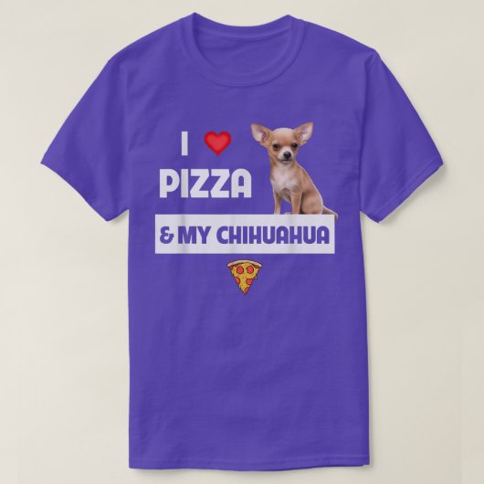 アイラブピザとマイチワワ犬のオーナーペペローニ Tシャツ (デザイン正面)