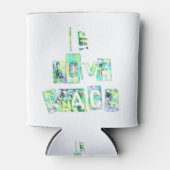 アイラブピースビューティフルアートプリント 文字デザイン 缶クーラー (正面)