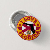 アイラブフロリダ州の地図と国旗 缶バッジ (正面&裏面)