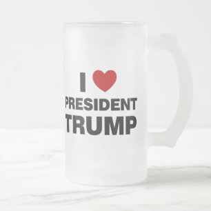 アイラブプレジデントトランプハート フロストグラスビールジョッキ